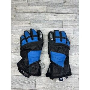 SWANY Trip-Plex Snowboard Ski Gloves Men's Size Medium Black/Blue Leather GUC
